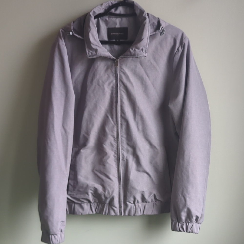 Banana Republic. Men's Soft Shell Hooded Jacket. Heather Grey. Size Medium.
